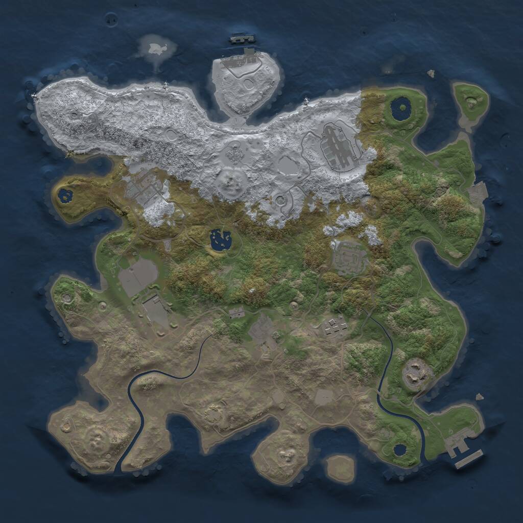 Rust Map: Procedural Map, Size: 3500, Seed: 540529809, 14 Monuments