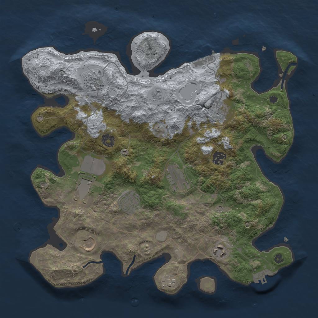Rust Map: Procedural Map, Size: 3500, Seed: 540529809, 16 Monuments