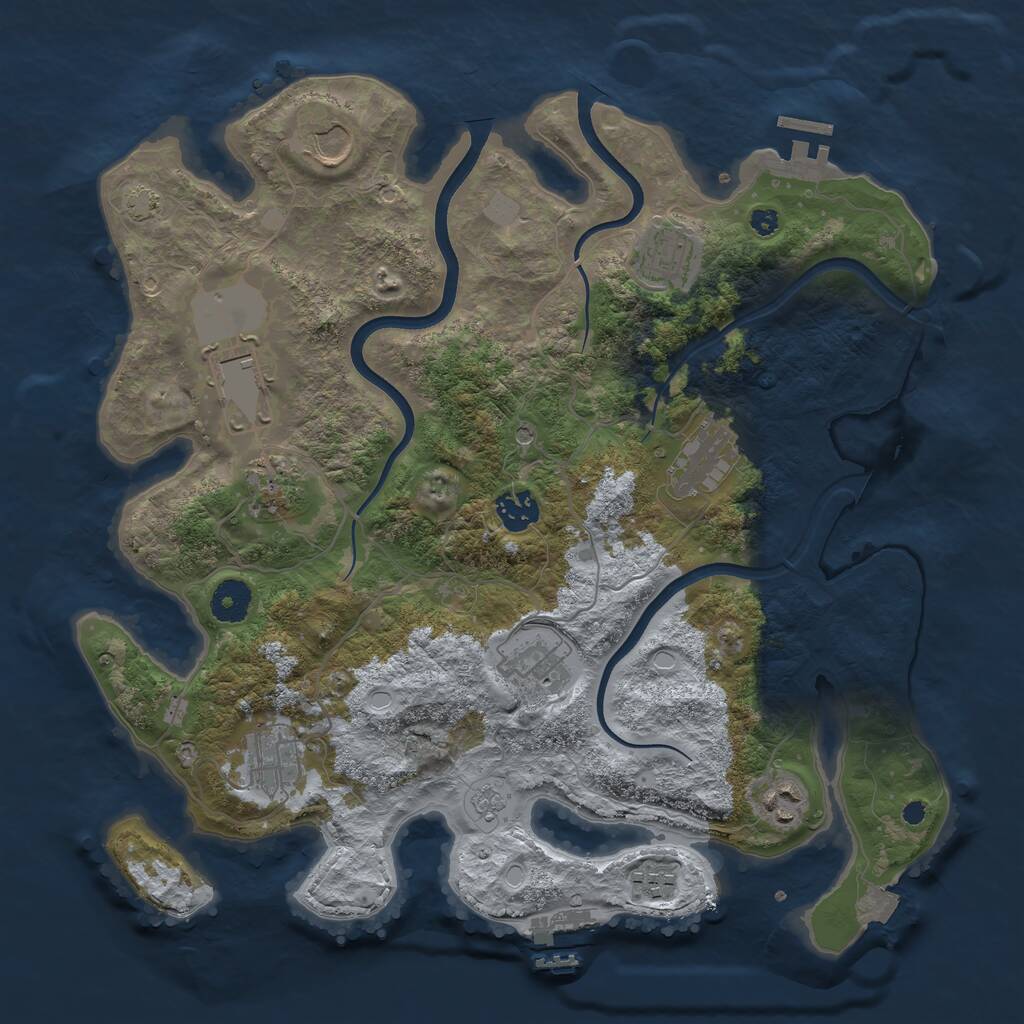 Rust Map: Procedural Map, Size: 3700, Seed: 686625775, 16 Monuments