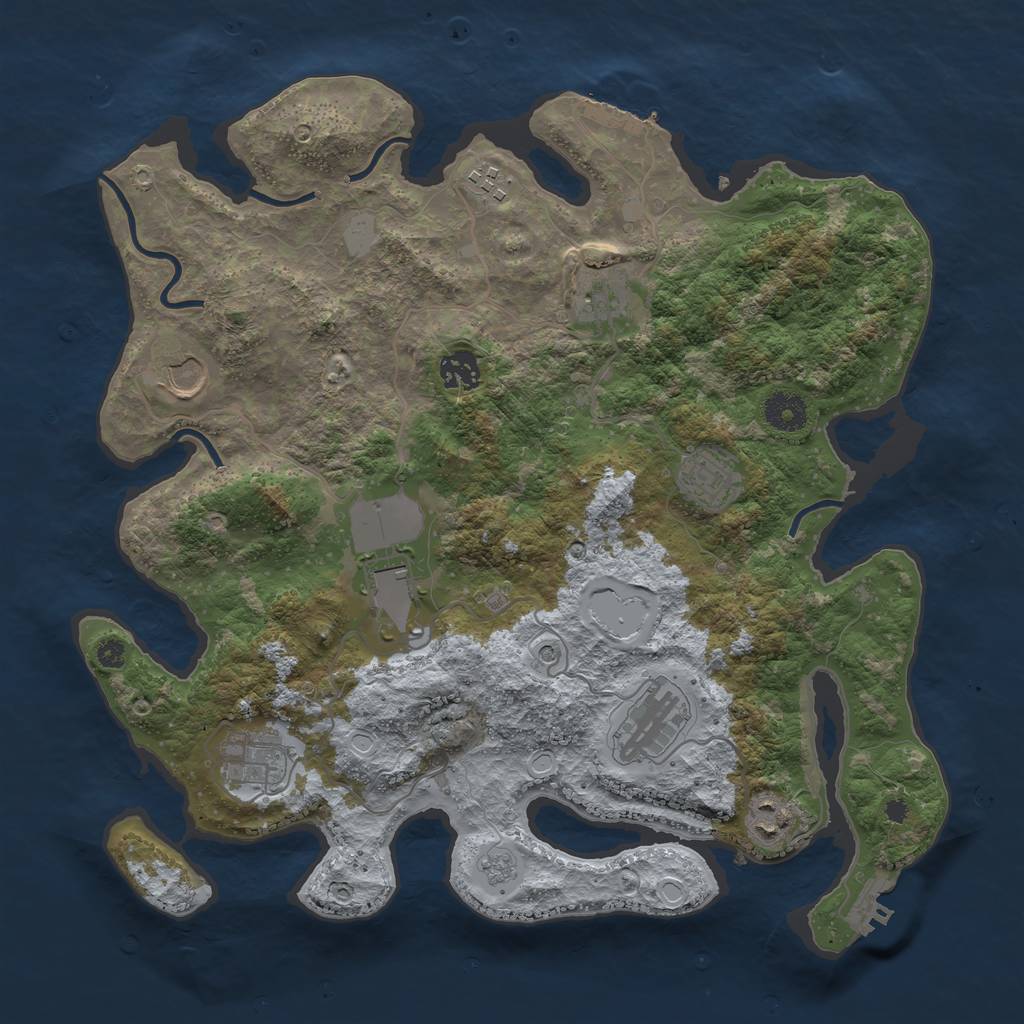 Rust Map: Procedural Map, Size: 3700, Seed: 686625775, 16 Monuments