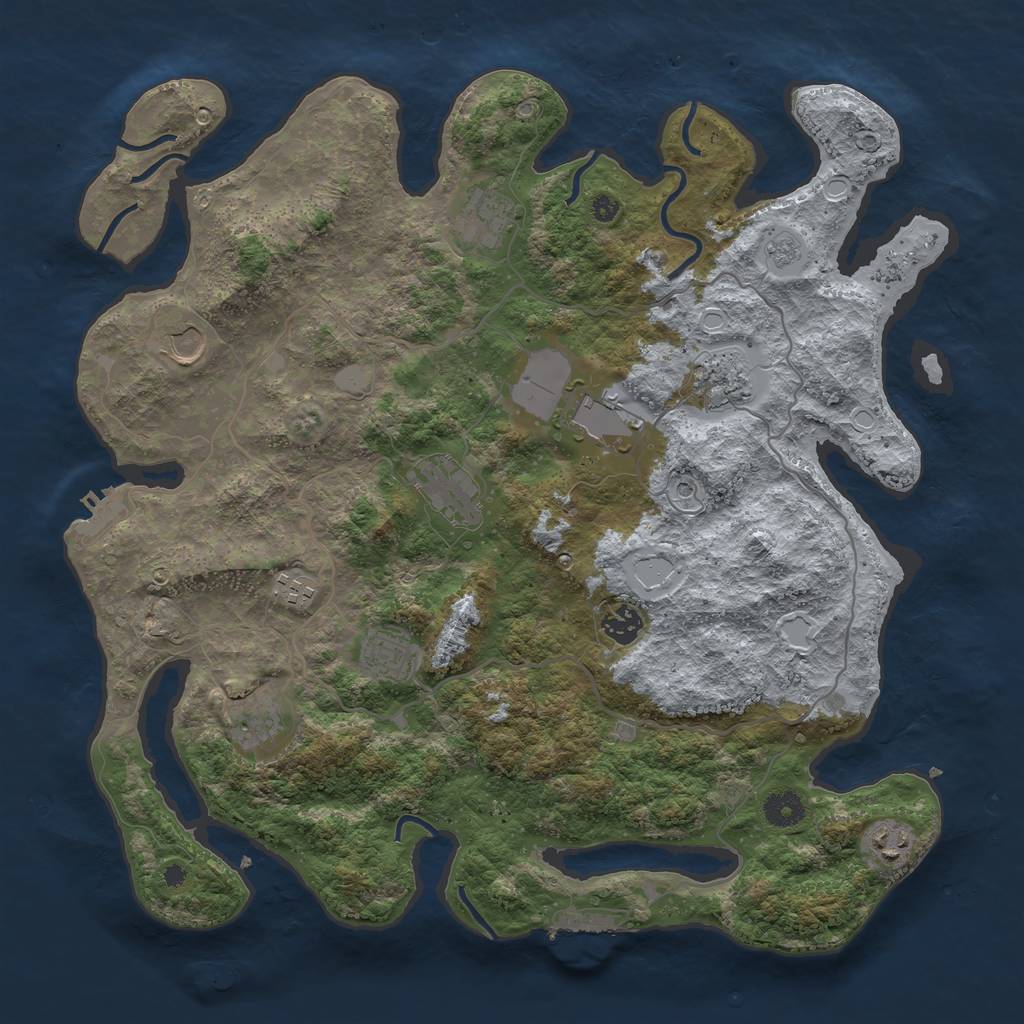 Rust Map: Procedural Map, Size: 4000, Seed: 50316329, 17 Monuments