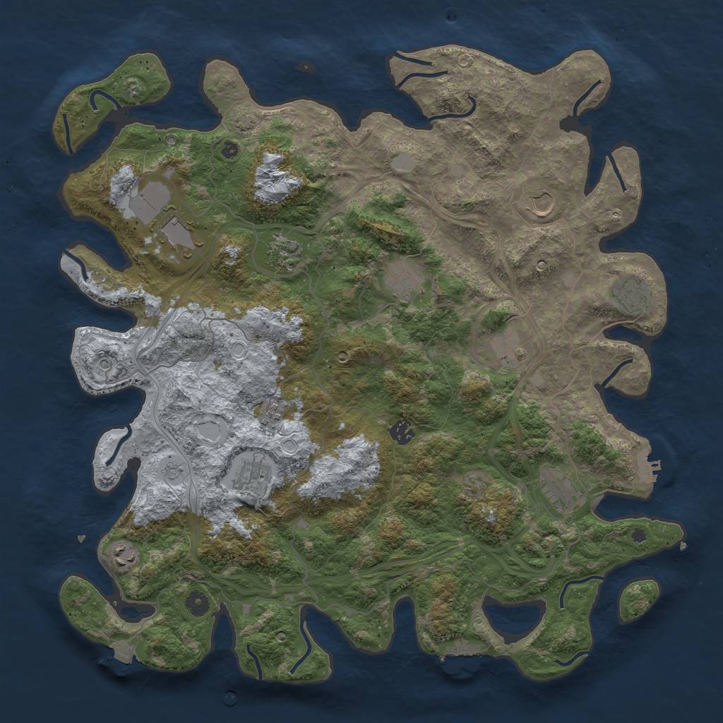 Rust Map: Procedural Map, Size: 4500, Seed: 1163197565, 19 Monuments