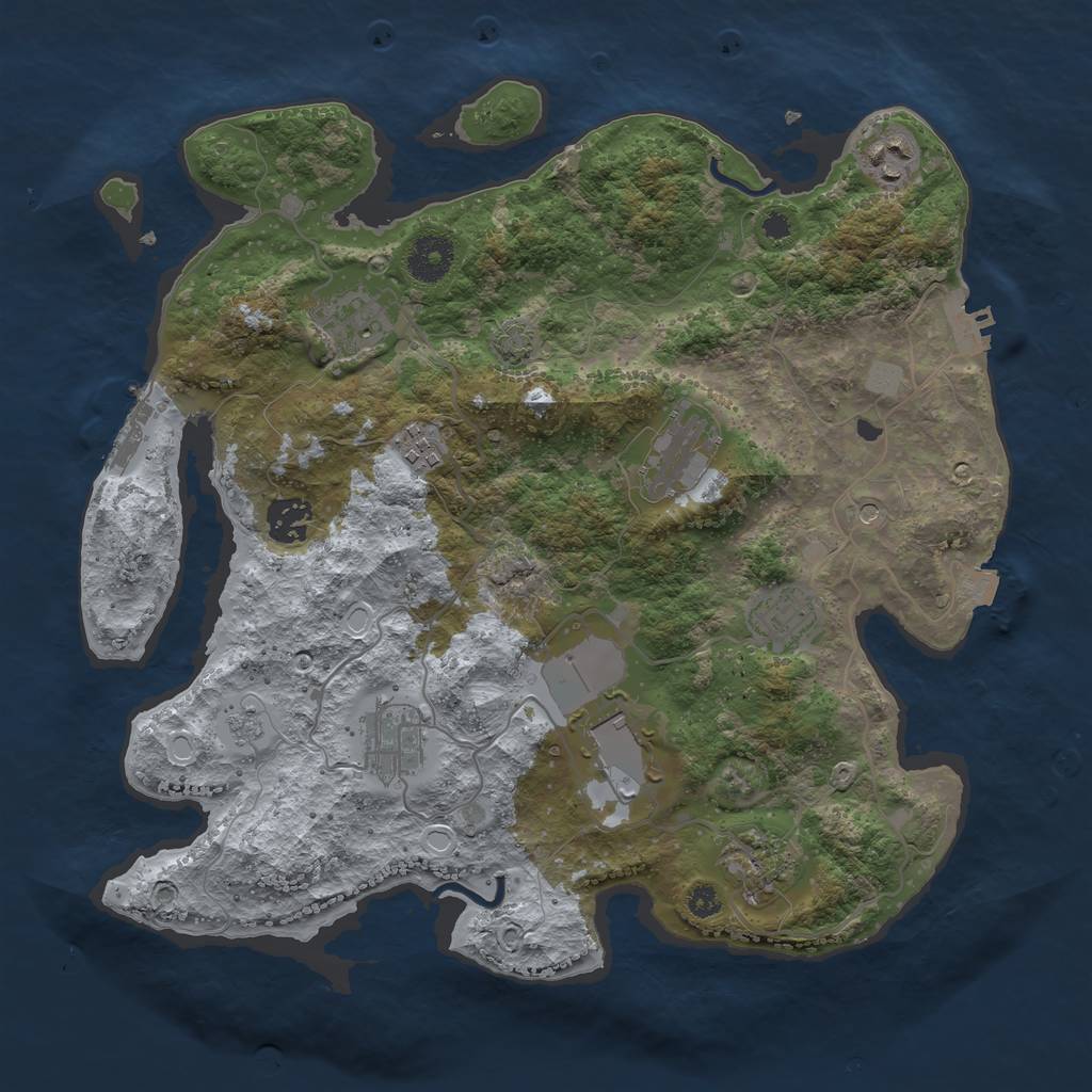 Rust Map: Procedural Map, Size: 3500, Seed: 198735, 17 Monuments