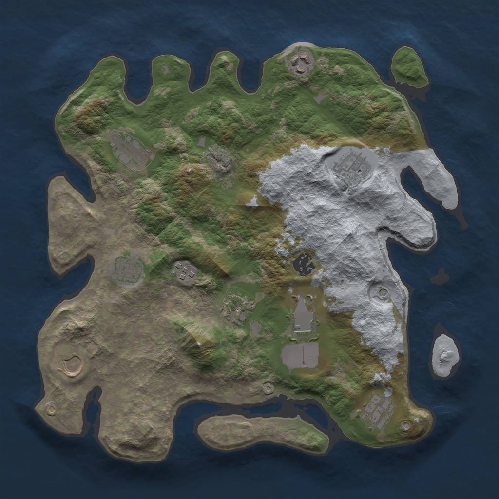 Rust Map: Barren, Size: 3500, Seed: 1656801559, 13 Monuments