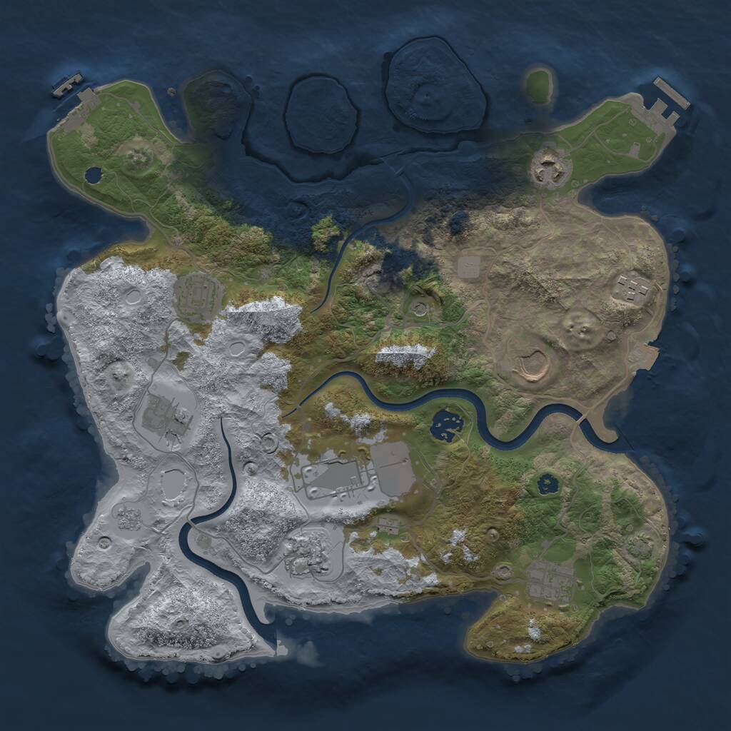 Rust Map: Procedural Map, Size: 3500, Seed: 3000251, 15 Monuments