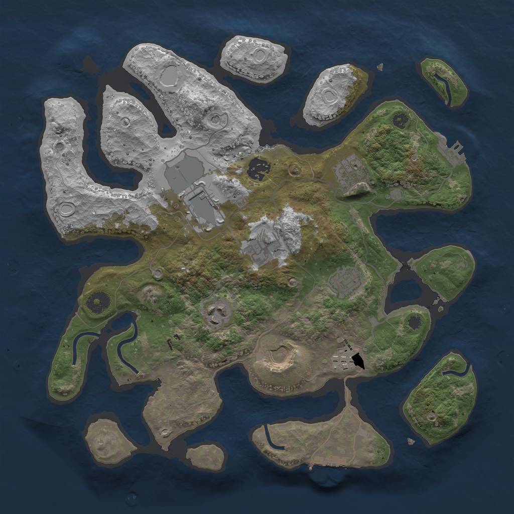 Rust Map: Procedural Map, Size: 3500, Seed: 19507158, 16 Monuments