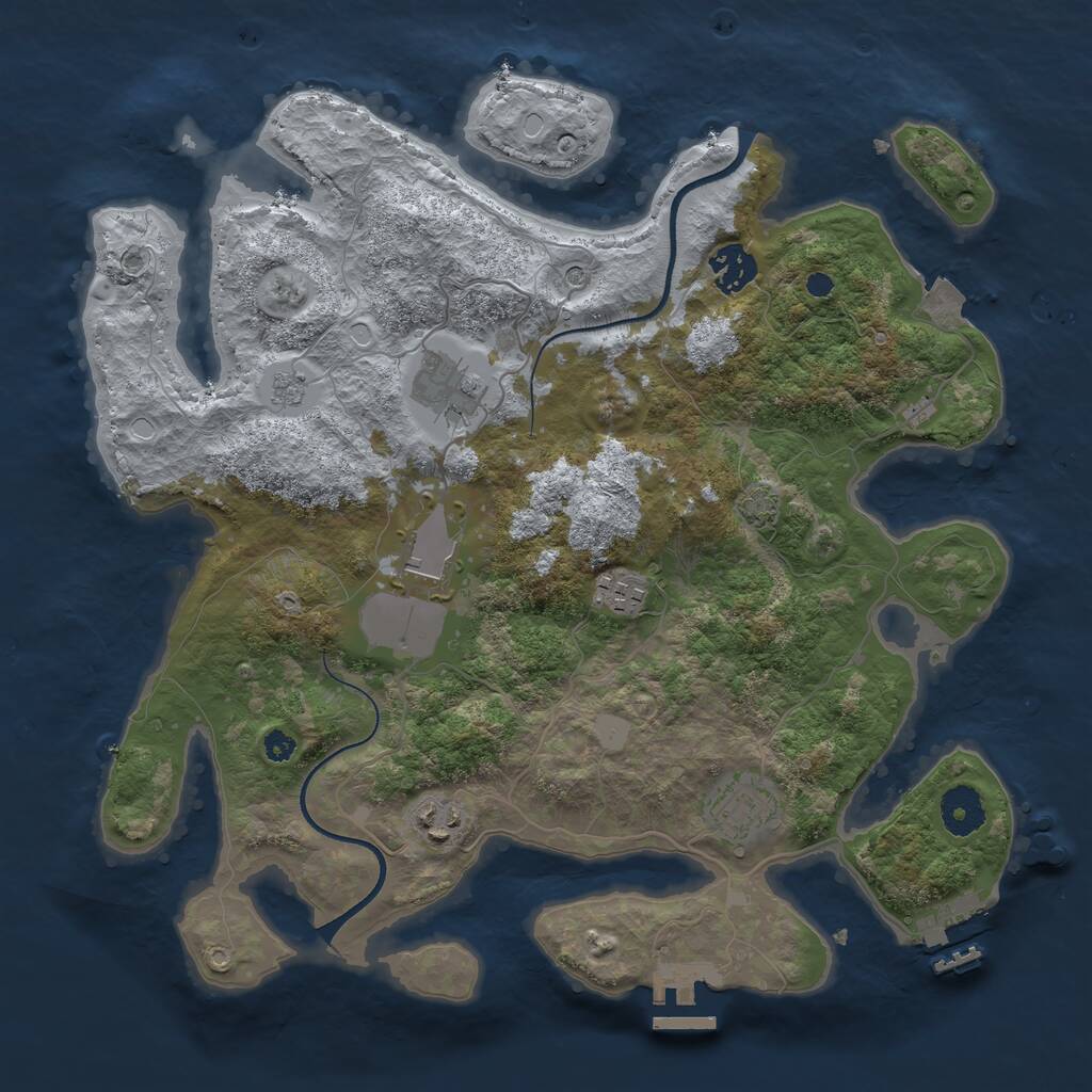 Rust Map: Procedural Map, Size: 3500, Seed: 19507158, 12 Monuments