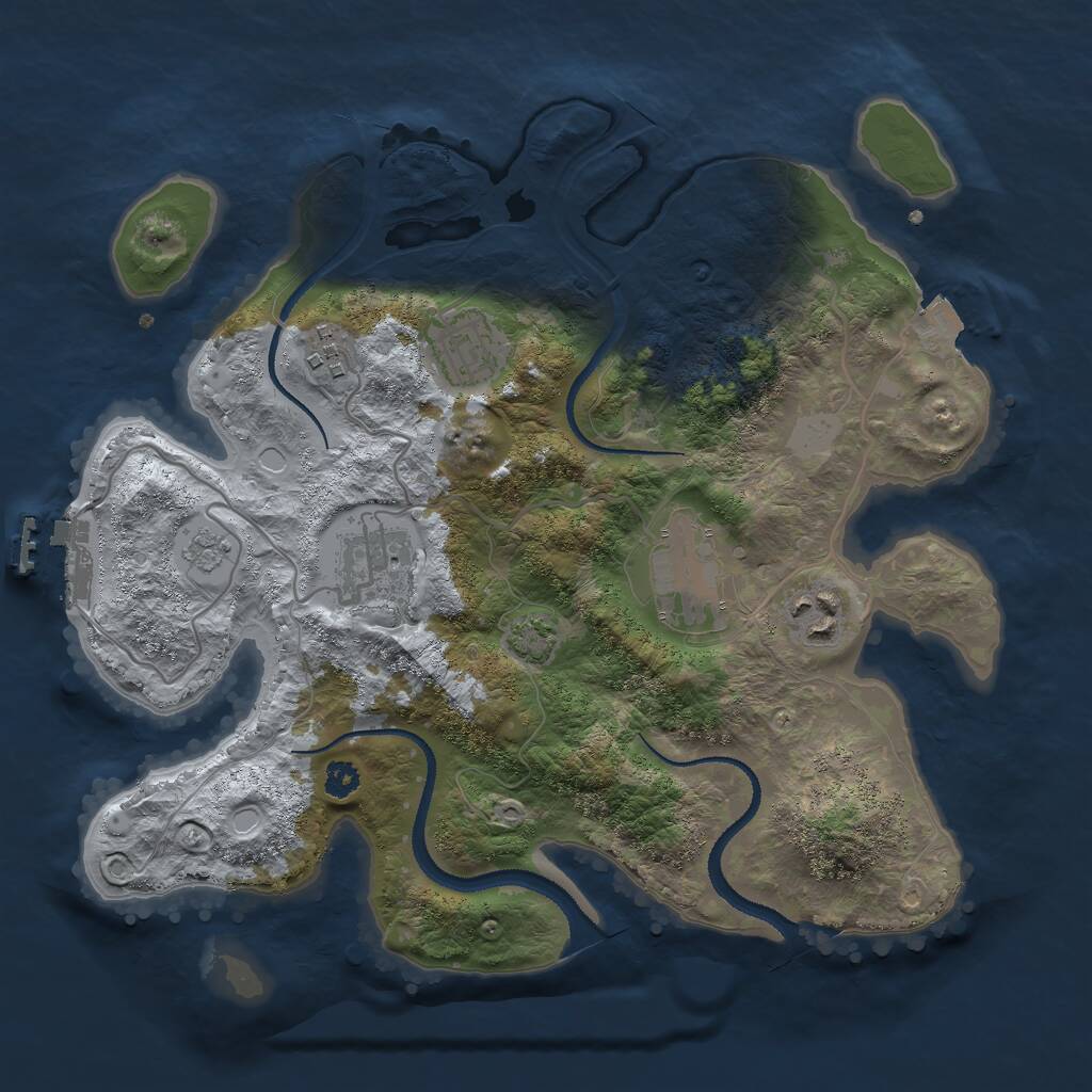Rust Map: Procedural Map, Size: 3000, Seed: 4000, 9 Monuments