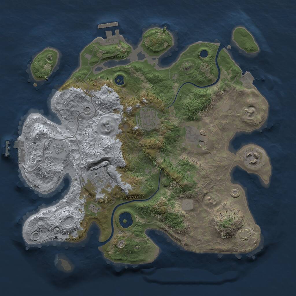 Rust Map: Procedural Map, Size: 3000, Seed: 4000, 10 Monuments