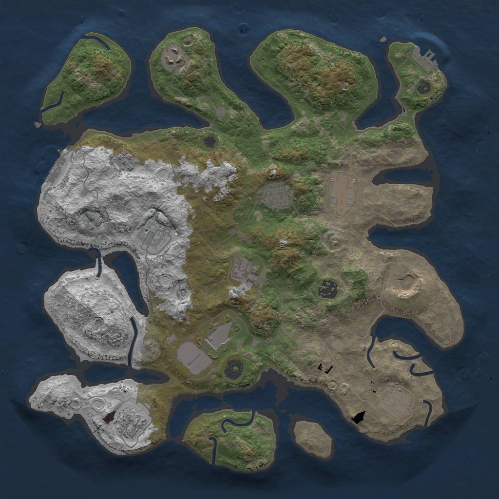 Rust Map: Procedural Map, Size: 3850, Seed: 1109671411, 19 Monuments