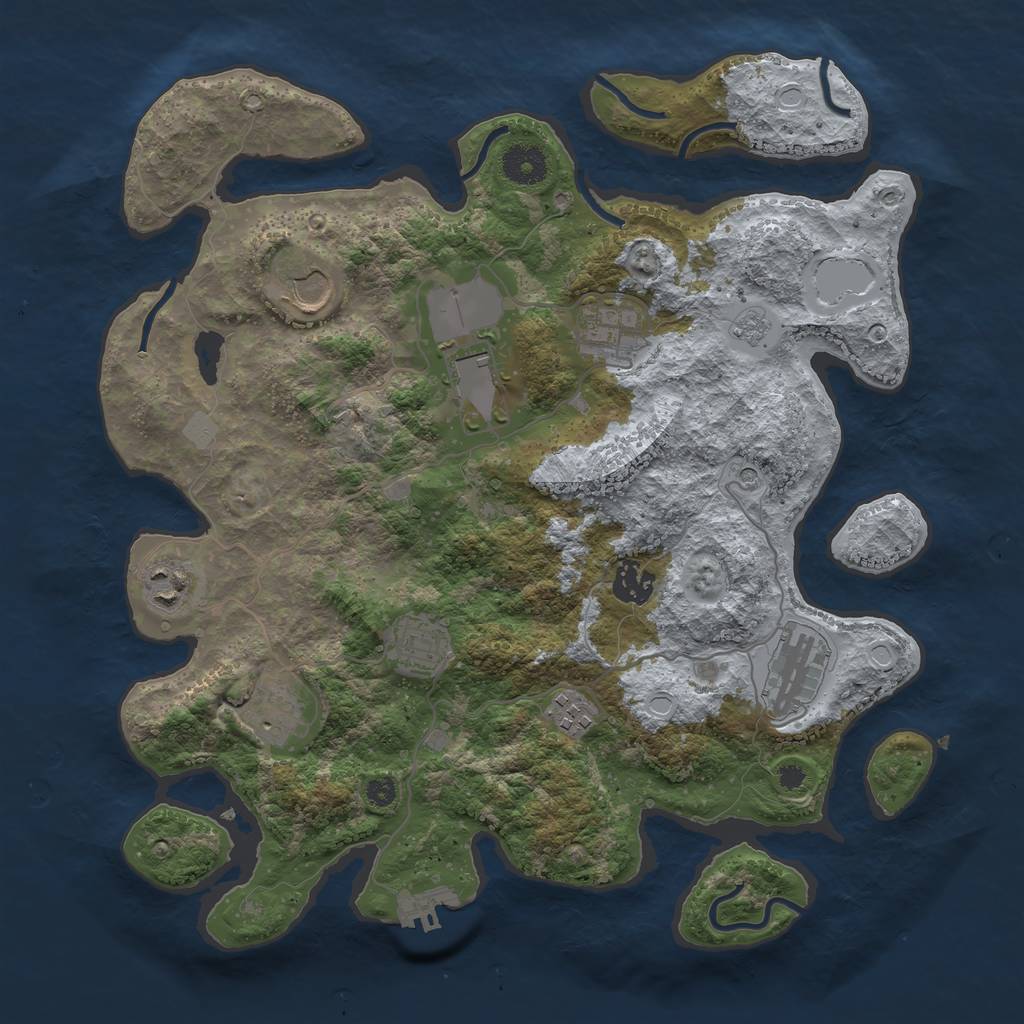 Rust Map: Procedural Map, Size: 3600, Seed: 2130962558, 15 Monuments