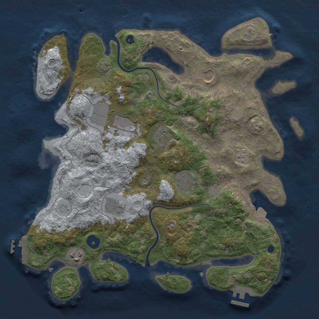 Rust Map: Procedural Map, Size: 3600, Seed: 308458558, 13 Monuments