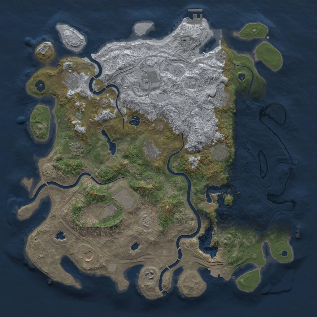 Rust Map: Procedural Map, Size: 4500, Seed: 115696623, 17 Monuments
