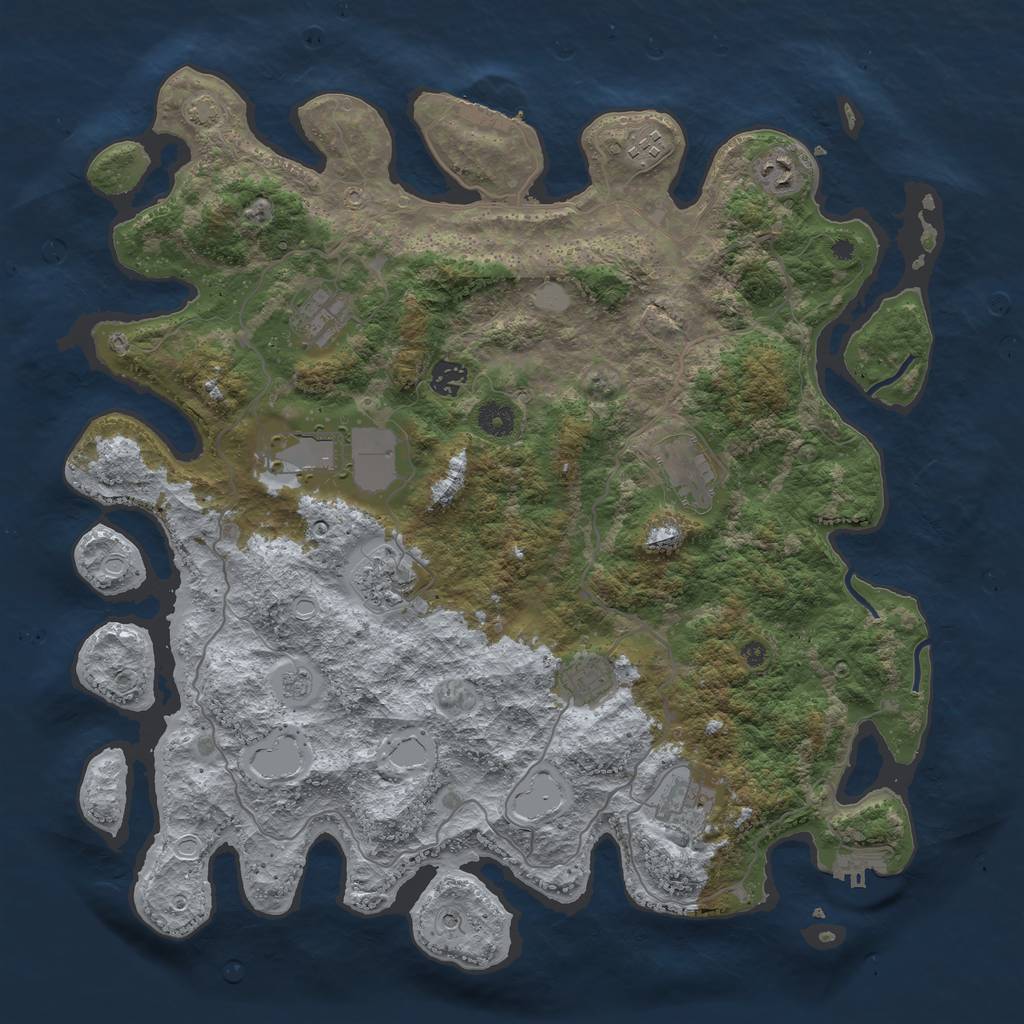 Rust Map: Procedural Map, Size: 4200, Seed: 93658, 17 Monuments