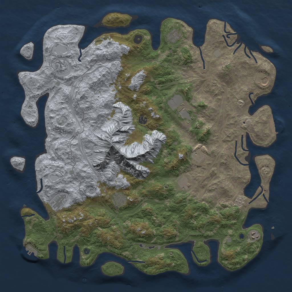 Rust Map: Procedural Map, Size: 5000, Seed: 3125432, 18 Monuments
