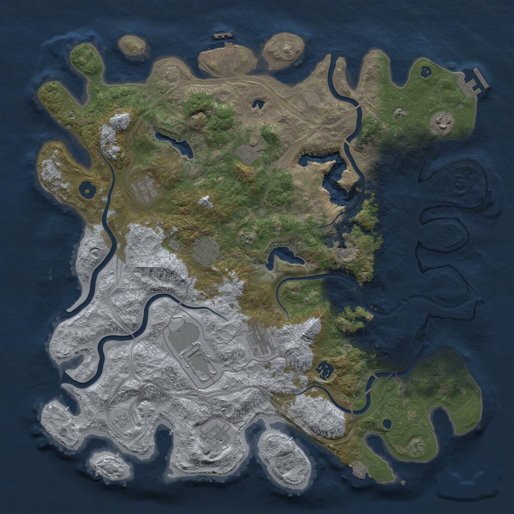 Rust Map: Procedural Map, Size: 4500, Seed: 8888, 15 Monuments