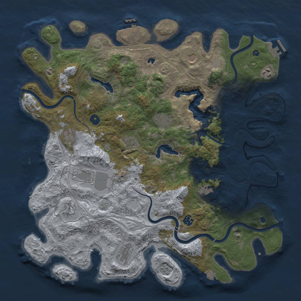 Rust Map: Procedural Map, Size: 4500, Seed: 8888, 17 Monuments