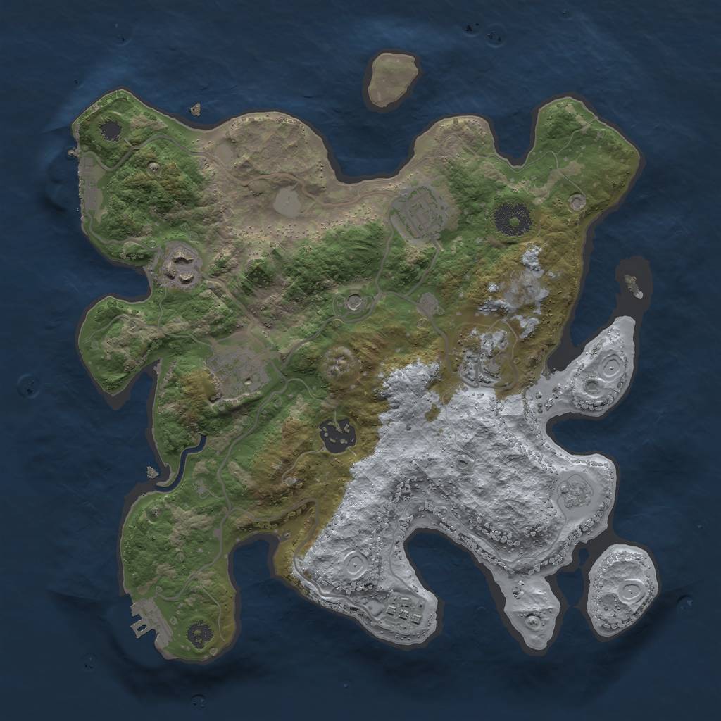 Rust Map: Procedural Map, Size: 3000, Seed: 1831828849, 13 Monuments