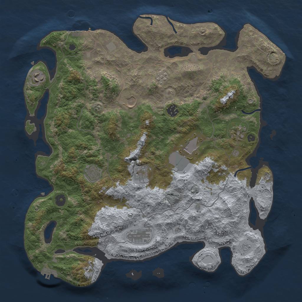 Rust Map: Procedural Map, Size: 4000, Seed: 108841133, 17 Monuments