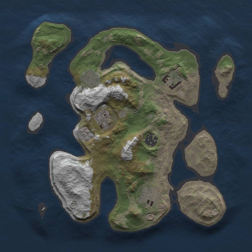 Rust Map: Barren, Size: 3000, Seed: 2306, 8 Monuments