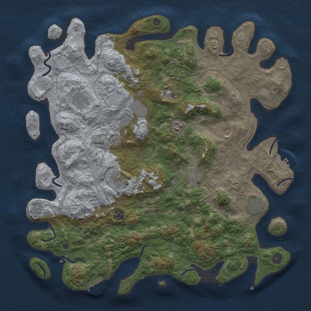 Rust Map: Procedural Map, Size: 4500, Seed: 1794653546, 18 Monuments