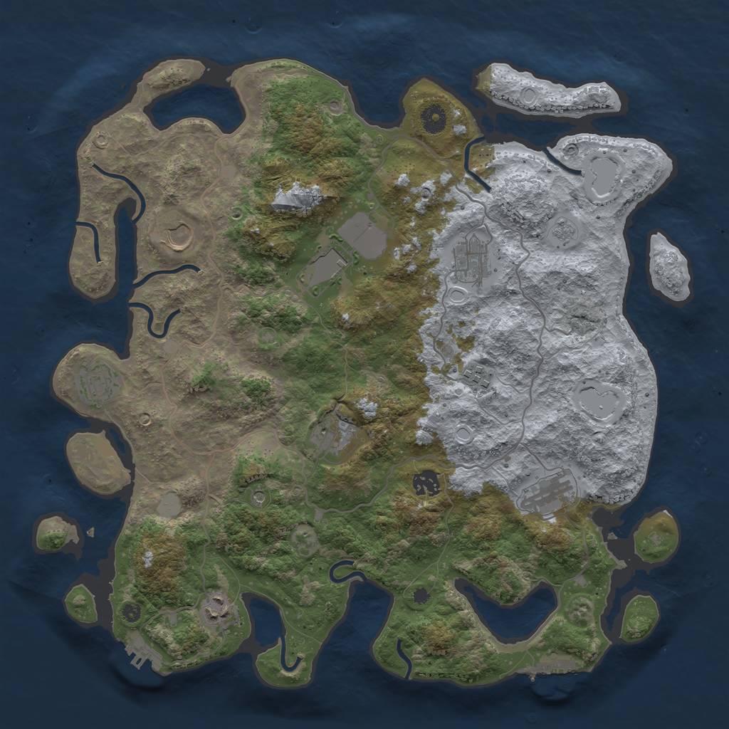 Rust Map: Procedural Map, Size: 4000, Seed: 323432, 16 Monuments
