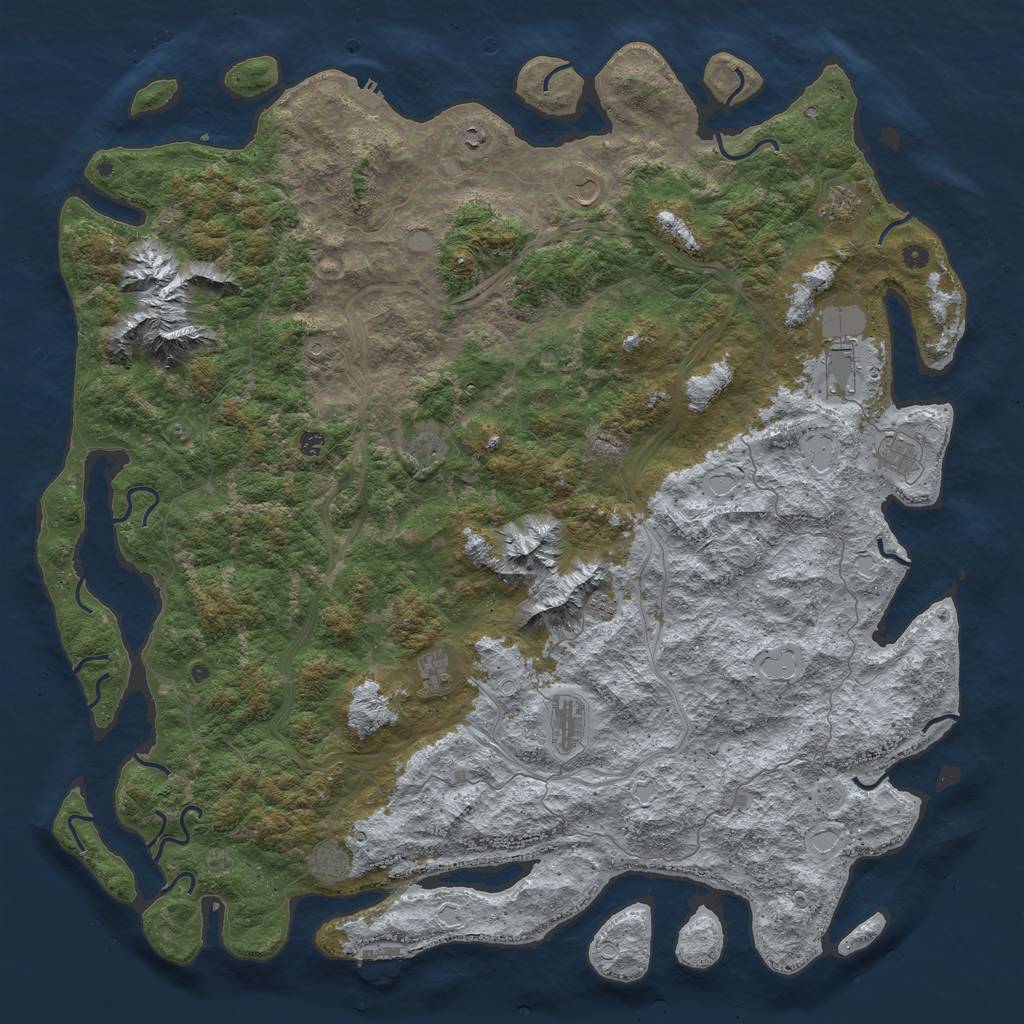 Rust Map: Procedural Map, Size: 6000, Seed: 711313626, 18 Monuments