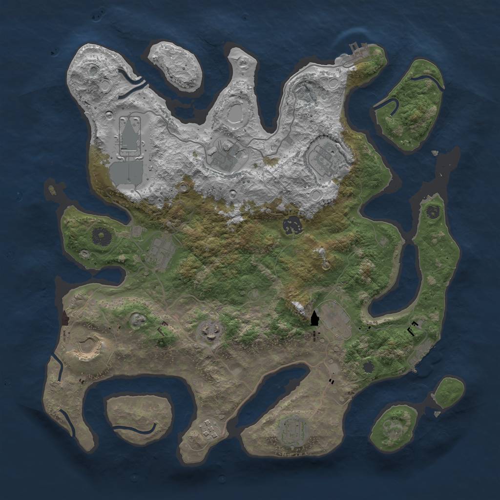 Rust Map: Procedural Map, Size: 3850, Seed: 1579234868, 17 Monuments