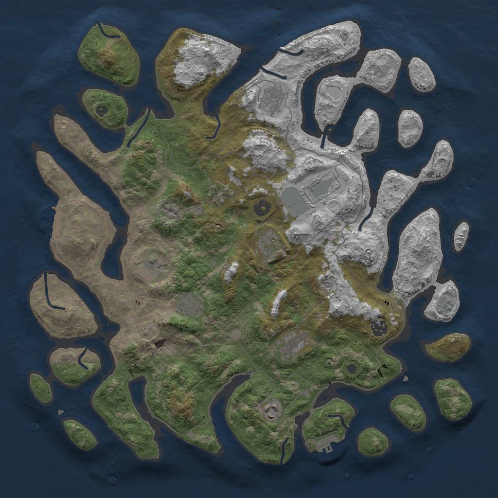 Rust Map: Procedural Map, Size: 4500, Seed: 13713, 18 Monuments