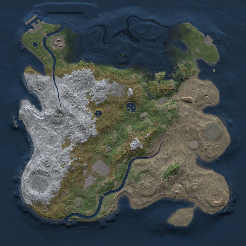 Rust Map: Procedural Map, Size: 3700, Seed: 804531434, 16 Monuments