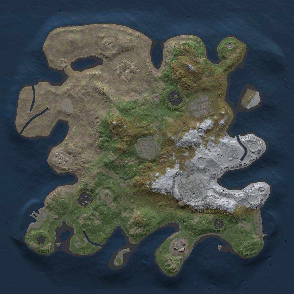 Rust Map: Procedural Map, Size: 3000, Seed: 515568, 13 Monuments