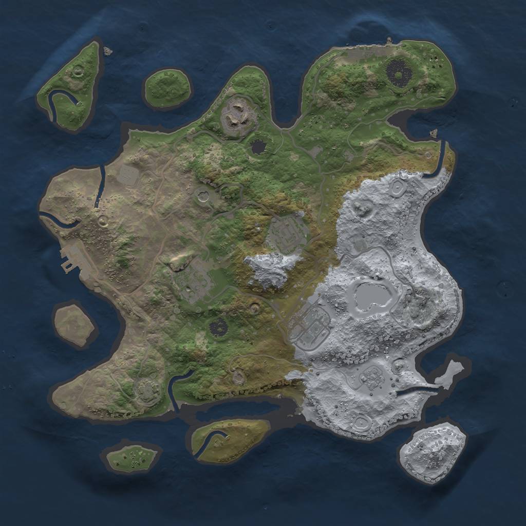 Rust Map: Procedural Map, Size: 3000, Seed: 22222, 12 Monuments