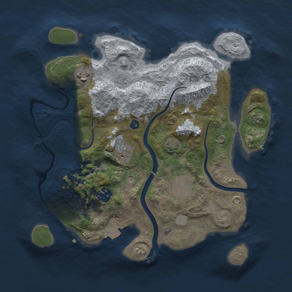 Rust Map: Procedural Map, Size: 3000, Seed: 51155463, 9 Monuments