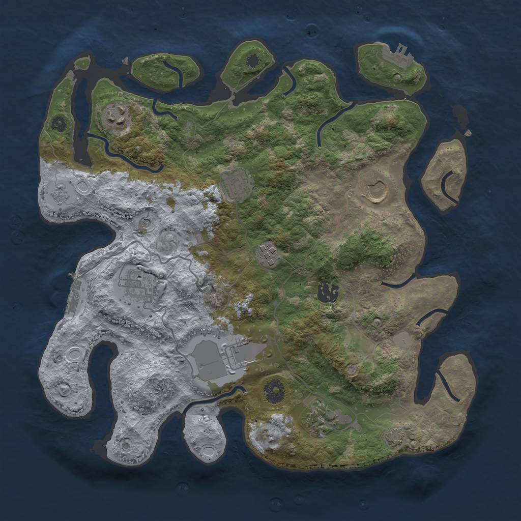 Rust Map: Procedural Map, Size: 3500, Seed: 902982430, 16 Monuments