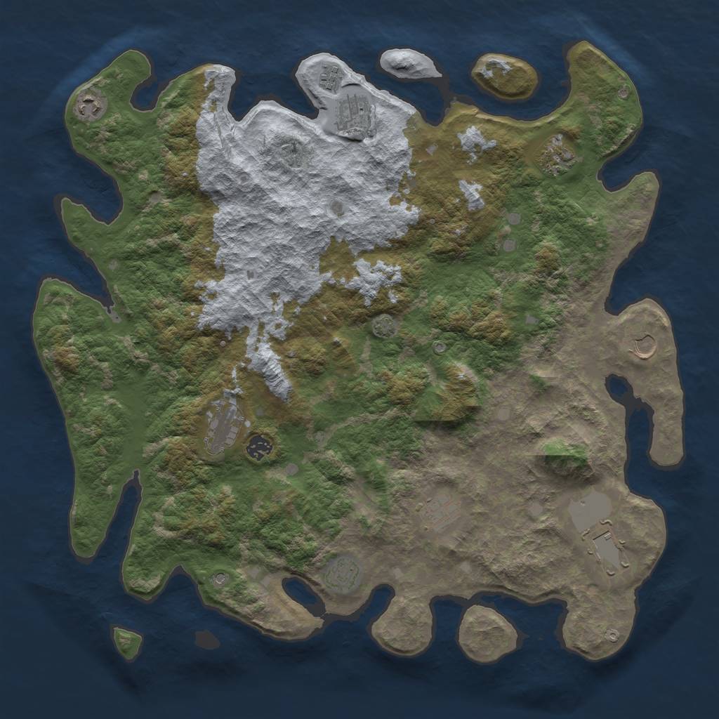 Rust Map: Barren, Size: 4500, Seed: 2000, 14 Monuments