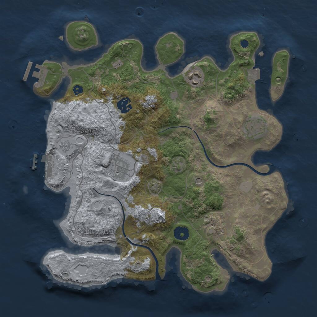 Rust Map: Procedural Map, Size: 3200, Seed: 1210910088, 11 Monuments