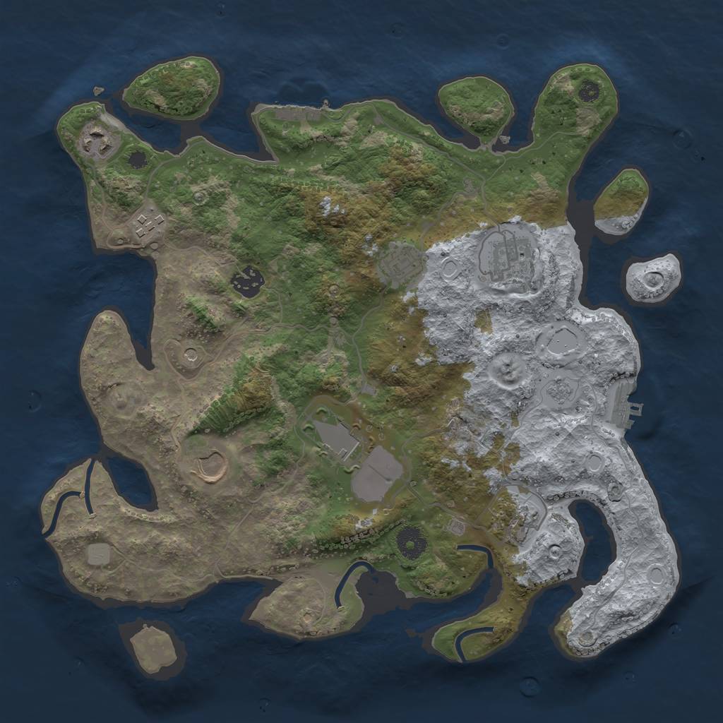 Rust Map: Procedural Map, Size: 3500, Seed: 1820342047, 15 Monuments