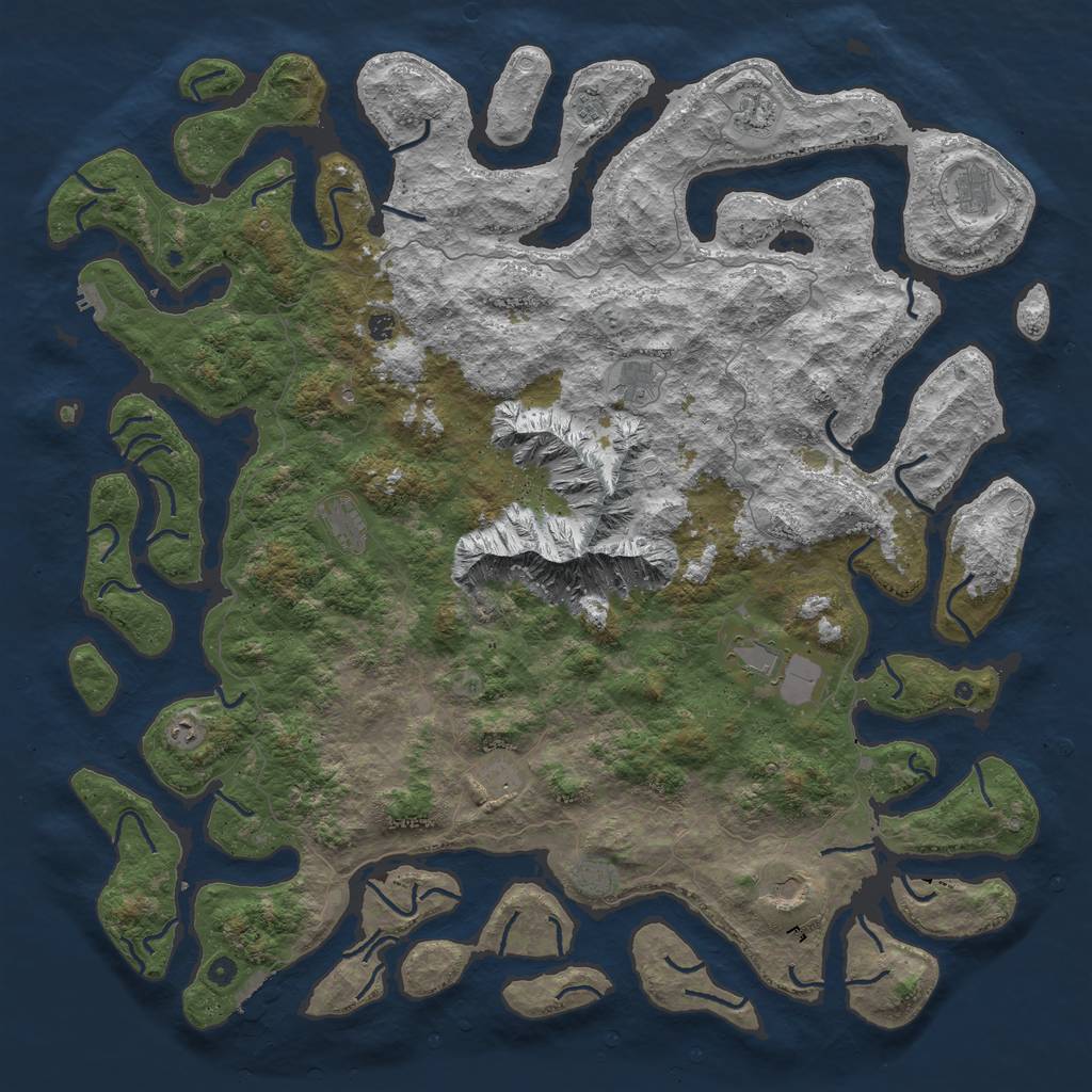 Rust Map: Procedural Map, Size: 6000, Seed: 777, 19 Monuments