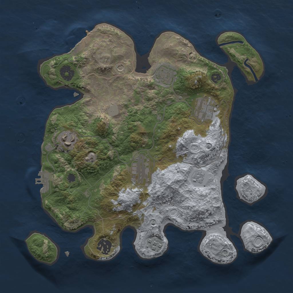 Rust Map: Procedural Map, Size: 3000, Seed: 730841990, 13 Monuments