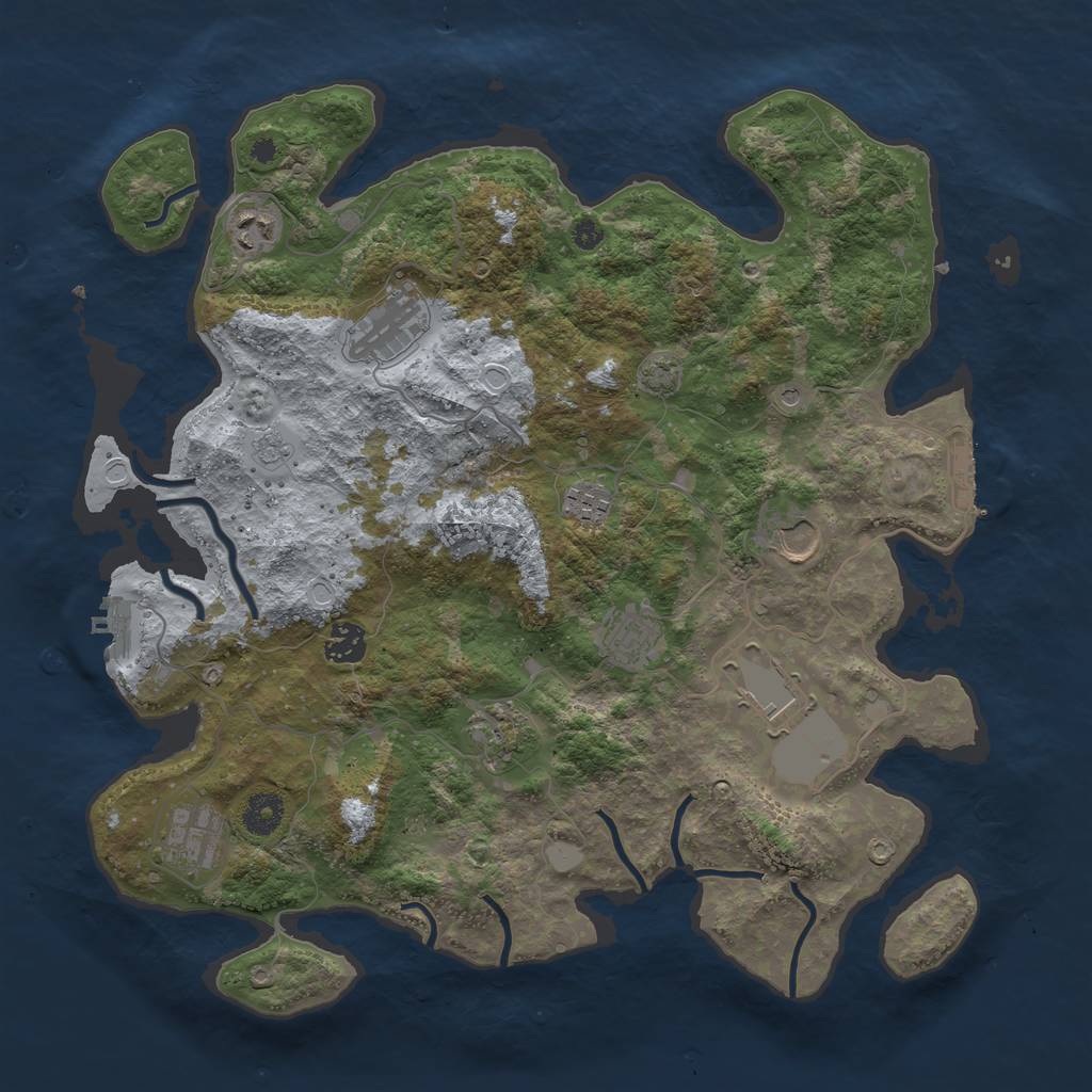 Rust Map: Procedural Map, Size: 3850, Seed: 1864515233, 17 Monuments