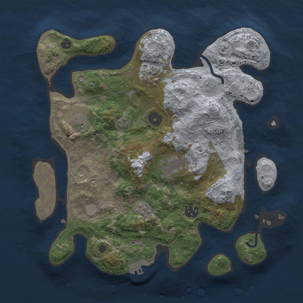 Rust Map: Procedural Map, Size: 3200, Seed: 756564, 13 Monuments