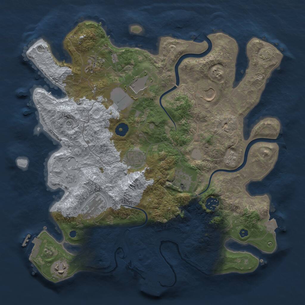Rust Map: Procedural Map, Size: 3500, Seed: 136813345, 15 Monuments