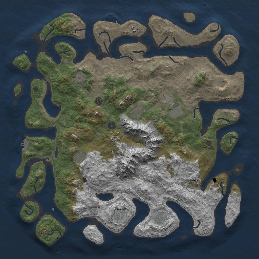 Rust Map: Procedural Map, Size: 5000, Seed: 201536247, 19 Monuments