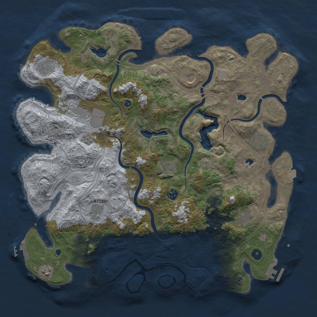 Rust Map: Procedural Map, Size: 4500, Seed: 5474, 16 Monuments