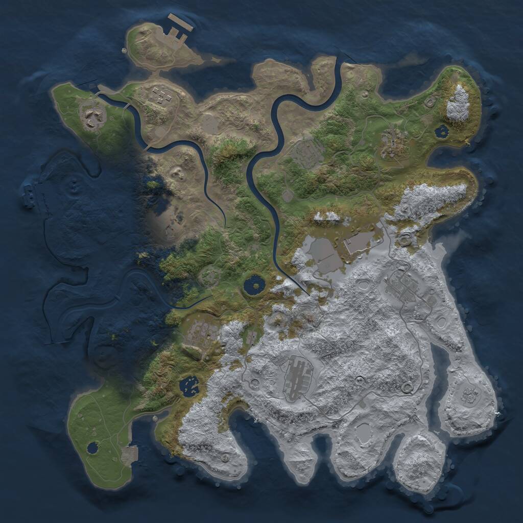 Rust Map: Procedural Map, Size: 3850, Seed: 1831828849, 16 Monuments