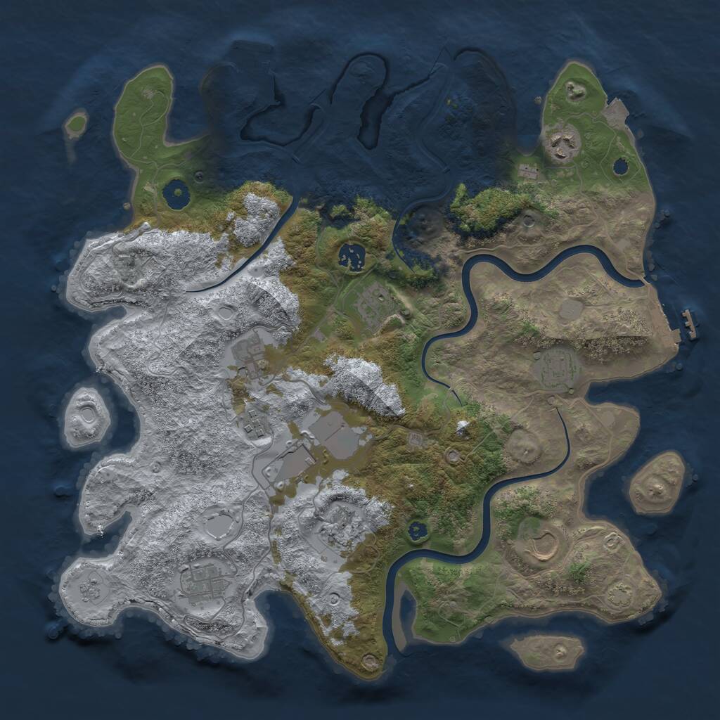 Rust Map: Procedural Map, Size: 3850, Seed: 815350009, 16 Monuments