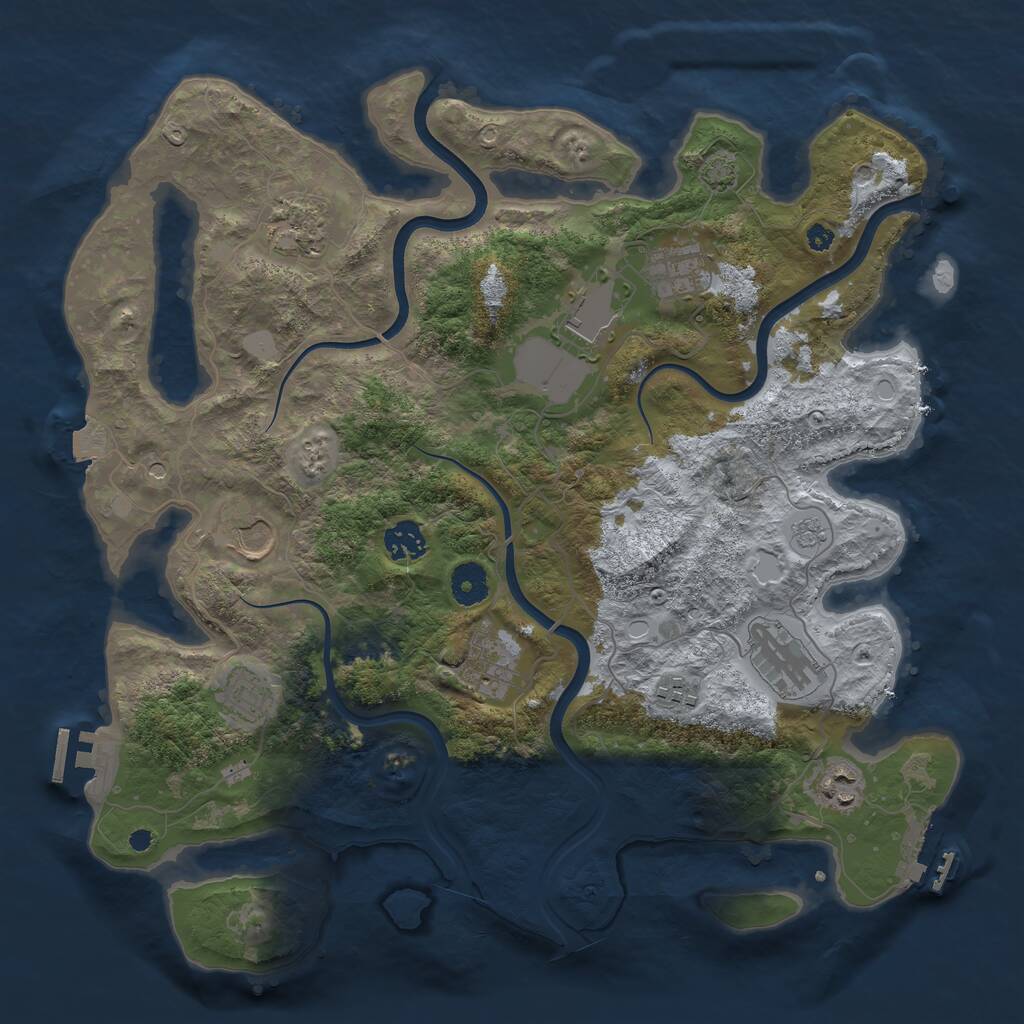 Rust Map: Procedural Map, Size: 3800, Seed: 636189935, 16 Monuments