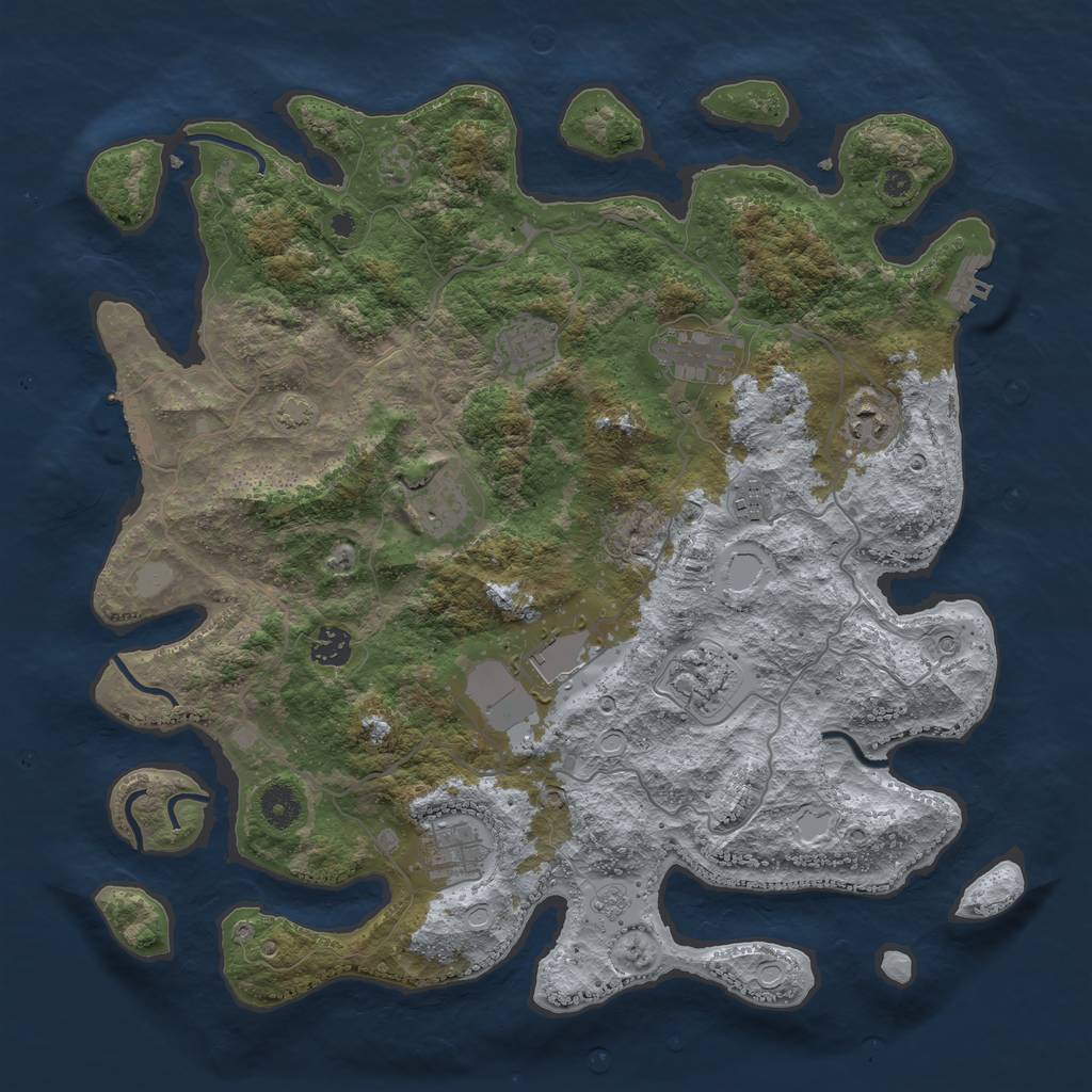 Rust Map: Procedural Map, Size: 4000, Seed: 482365472, 17 Monuments