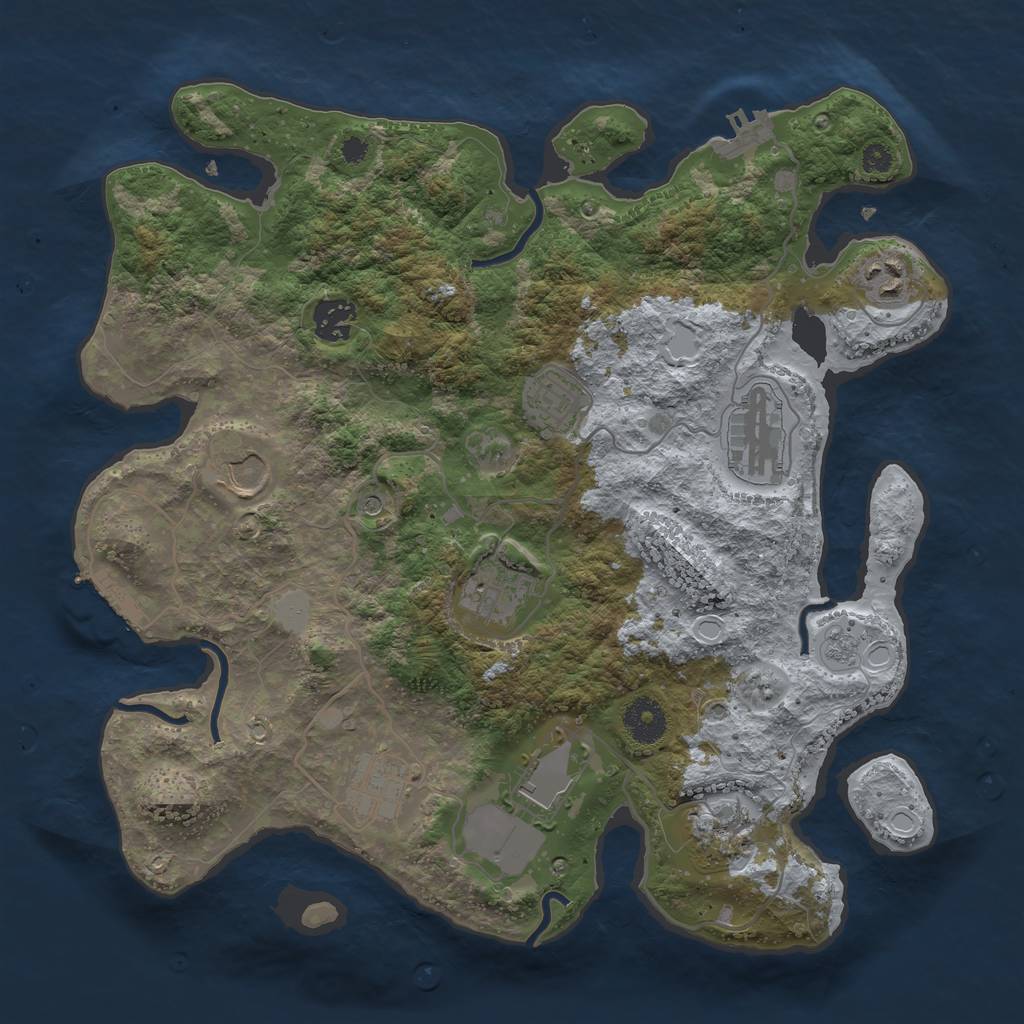 Rust Map: Procedural Map, Size: 3500, Seed: 328139435, 16 Monuments