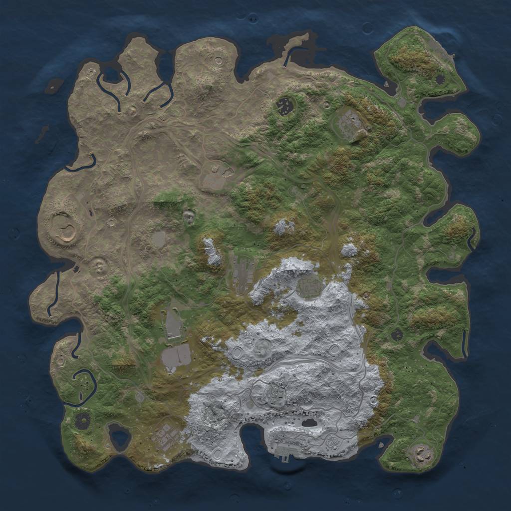 Rust Map: Procedural Map, Size: 4500, Seed: 1894580429, 17 Monuments